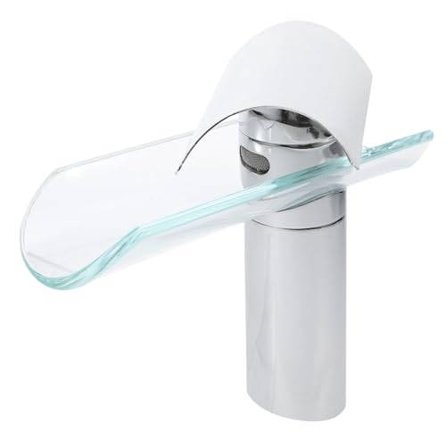 AUTSUPPL Moderne Wasserfall Mischbatterie mit Glasdesign Kupferlegierung Einzelner Hebel Kaltes und Heißes Wasser Einfache Montage für Badezimmer Waschbecken und Küchenspüle Geeignet von AUTSUPPL