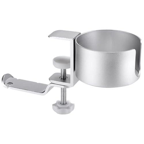 AUTSUPPL Multifunktionaler Aluminium Kopfhörerhalter mit Verstellbarer Klemme Drehbarer Getränkehalter und Schreibtisch-organizer Stabile Headset-aufhängung für Büro und Gaming Silberfarben von AUTSUPPL