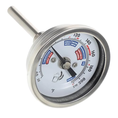 AUTSUPPL Präziser Edelstahl Weinthermometer mit Gewindemontage Korrosionsbeständig Deutliche Anzeige Zuverlässiges Temperaturmessgerät für Brauen und Weinherstellung von AUTSUPPL