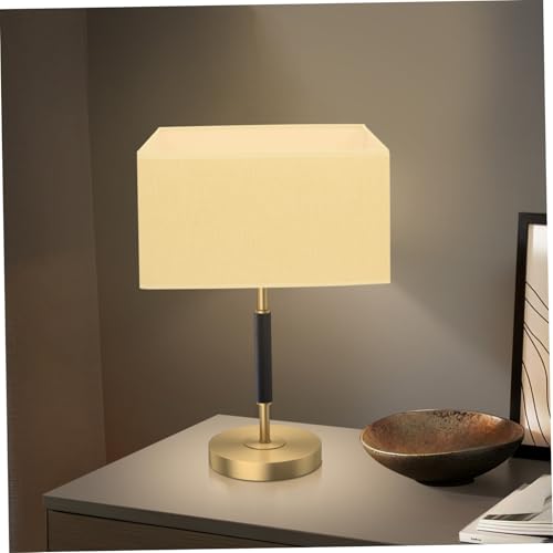 AUTSUPPL Rechteckiger Lampenschirm aus Langlebigem Leinenstoff Dekorativer Lichtschutz für Tischlampen Robustes Elegantes Design in Beige Passend für Fassung von AUTSUPPL
