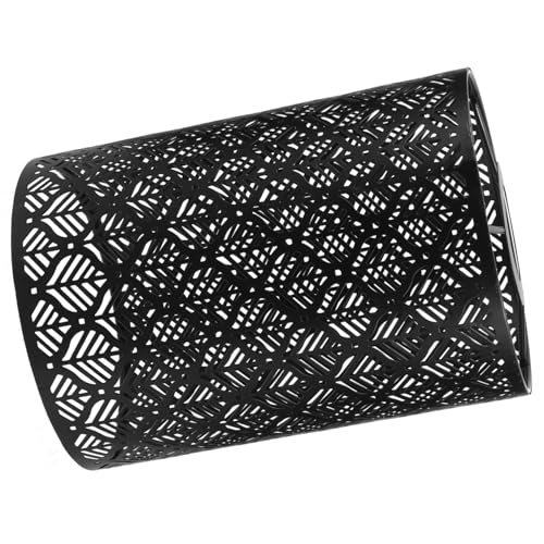 AUTSUPPL Runder Lampenschirm aus Metall mit Hohlmuster Schwarzer Zylindrischer Lampenschirm für Tischlampen und Deckenleuchten Schützender Lichtdiffusor für Wohnzimmer Büro und Esszimmer von AUTSUPPL