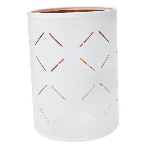 AUTSUPPL Runder Lampenschirm aus Stoff mit Hohlmuster Langlebiger Tischlampenschirm Dekorativer Lampenüberzug für Wohnzimmer Schlafzimmer und Arbeitszimmer Außen Weiß Innen Goldfarben von AUTSUPPL