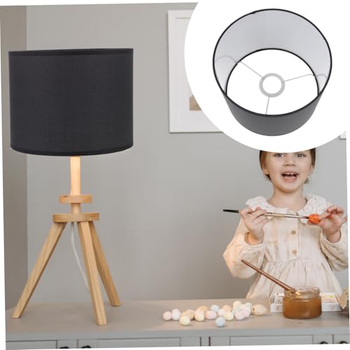 AUTSUPPL Runder Leinwand lampenschirm Schwarzer aus Robustem Leinenstoff Langlebig und Lichtstreuend als Schlafzimmer Wohnzimmer lampenabdeckung für Haushaltslampen von AUTSUPPL