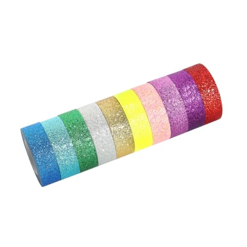 AUTSUPPL Teiliges Glitzer Washi Tape Set Bunte Selbstklebende Papiermaskingbänder Lang Handreißbar Vielseitig für Scrapbooking DIY Dekoration Leicht Klebend Rückstandsfrei Entfernbar von AUTSUPPL