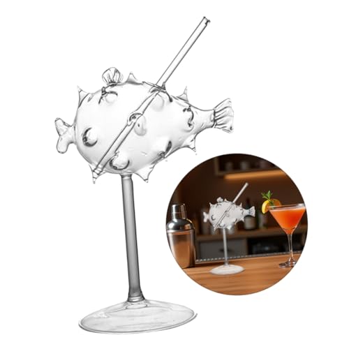 AUTSUPPL Transparenter Cocktailglas Globefisch design aus Hochwertigem Glas Kreativer Weinpokal Praktische Form für Party Hotel Bar und Zuhause Angenehme Haptik und Glatte Oberfläche von AUTSUPPL