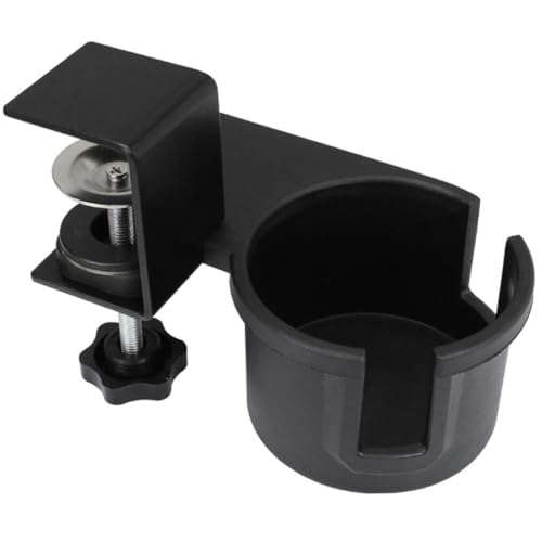 AUTSUPPL Verstellbarer Tischseitiger Becherhalter Clip mit Rutschfester Matte Klemmbefestigung für Schreibtisch und Desktop Schwarzer Trinkbecherhalter für Büro und Zuhause von AUTSUPPL