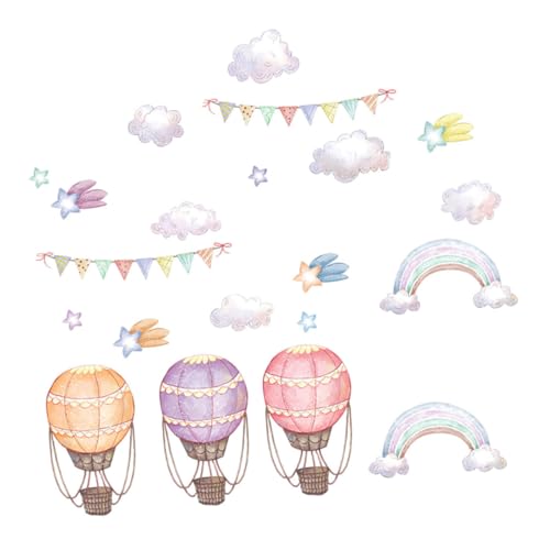 AUTSUPPL Wandtattoo Kinderzimmer Heißluftballon Wandaufkleber Peel-and-stick Dekoration für Schlafzimmer Kinderzimmer Wohnzimmer Abziehbar Cartoon Tiermotive Vielseitig für Glatte von AUTSUPPL
