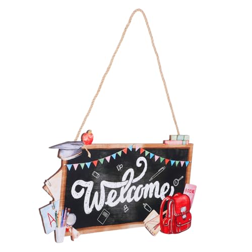 AUTSUPPL Willkommensschild Holz Türdeko Schulanfang Deko Ornament mit Aufhängung für Klassenzimmer Schulfeier Back-to-school Dekoration von AUTSUPPL