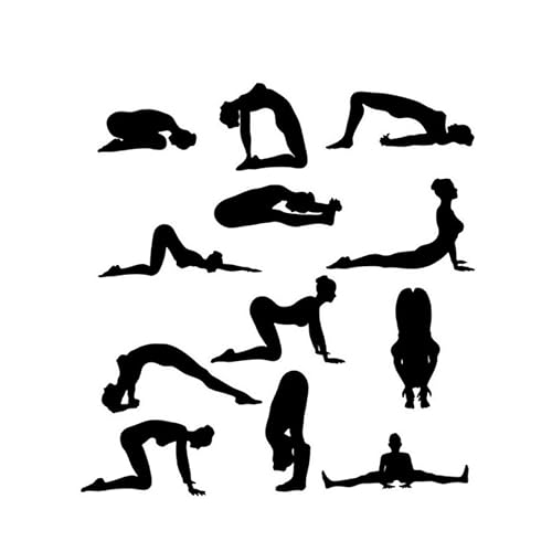 AUTSUPPL Yoga Wandtattoo Selbstklebend PVC Wandaufkleber Yoga-Posen Silhouette Abnehmbar für Wohnzimmer Schlafzimmer Übungsraum Dekoration von AUTSUPPL