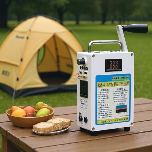 160-W-Handkurbelgenerator Mit USB-Ladegerät, 27000-Mah-Manueller Handkurbelgenerator Tragbarer Mit LED-Licht, Kurbelgenerator Für Reisen Und Camping Im Freien,220V von AUTUMFLATGAO