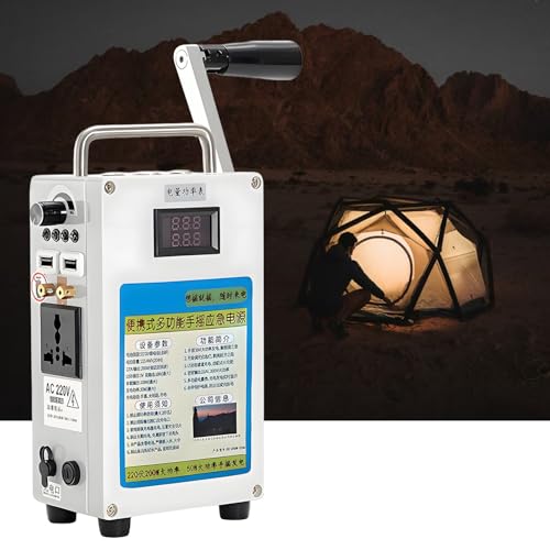 AUTUMFLATGAO 160-W-Notfall-Handkurbelgenerator, Tragbares 27000-Mah-Kurbelgenerator, Manuelles Notladegerät Für Die Stromversorgung, Für Camping-Outdoor-Handys,220V von AUTUMFLATGAO