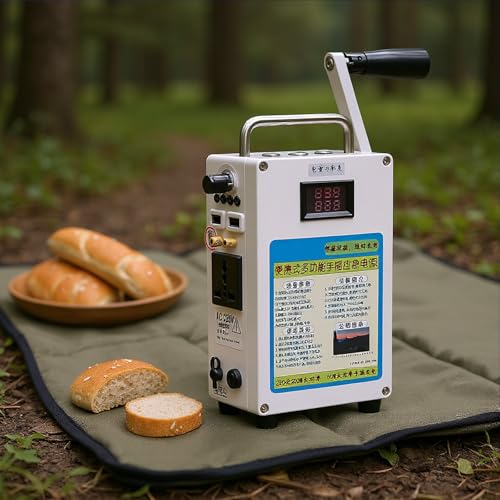AUTUMFLATGAO 27000-Mah-Kurbelgenerator Mit Ladefunktion Und LED-Licht, Manuelles 160-W-Manueller Handkurbelgenerator Tragbarer, Starten Sie Die Stromversorgung Für Camping Im Freien,220V von AUTUMFLATGAO