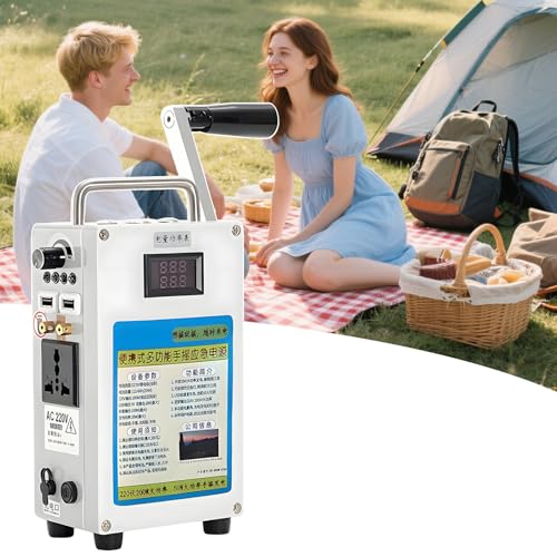 AUTUMFLATGAO Handkurbelgenerator, Tragbarer 160 W-Handkurbel Generator, 27000-Mah-Kurbelgenerator, Notstromversorgung, USB-Fahrzeugladegenerator Für Den Außenbereich,110V von AUTUMFLATGAO