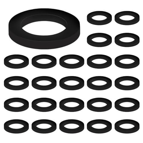 19 mm flache Gummi-Unterlegscheibe, 25 Stück 19 mm Silikon-Reparatur-Duschschlauch-Unterlegscheibe, auslaufsicherer O-Ring für 1/2 Zoll(Schwarze 4-Punkt-Dichtung) von AUTUUCKEE