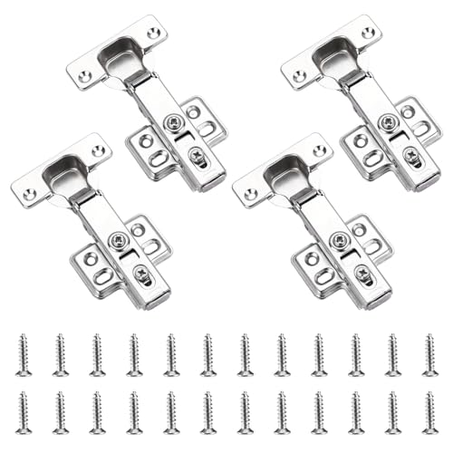 4er-Set Scharnier mit Softclose Türscharniere mit Gasdruckfeder Schrankscharnier mit 105° Öffnungswinkel Topfscharnier Scharniere und Schrauben(Silber) von AUTUUCKEE