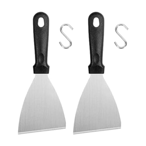 AUTUUCKEE Grillspatel, 2-teiliges Plancha-Spatel, Küchenspatel-Set mit 2 S-förmigen Haken, Grillspatel aus Edelstahl mit Kunststoffgriff, Pizzaspatel für Grillen/Küche/Kochen von AUTUUCKEE