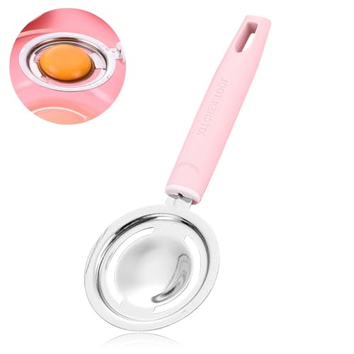 Eiertrenner Edelstahl Eigelbtrenner Eidotter Trenner mit Griffen, Eidottertrenner, Spülmaschinenfreundlich, Backwerkzeug Egg Separator für Küche Bäckerei(Rosa) von AUTUUCKEE