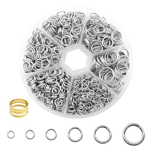 Runde Schlüsselringe, 1010-teiliges Biegering-Set, galvanisiert für die Schmuckherstellung von Schlüsselanhängern, 4/5/6/8/10/12 mm von AUTUUCKEE