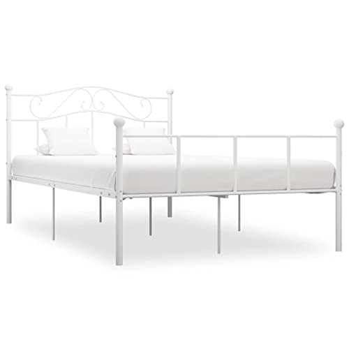 AUUIJKJF Beds & Accessories Bettgestell Weiß Metall 160x200 cm Möbel von AUUIJKJF