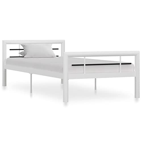 AUUIJKJF Beds & Accessories Bettgestell weiß und schwarz Metall 90x200 cm Möbel von AUUIJKJF