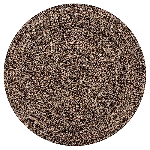 AUUIJKJF Handgefertigter Teppich, Jute, Schwarz und Natur, 90 cm, passend für Möbel von AUUIJKJF