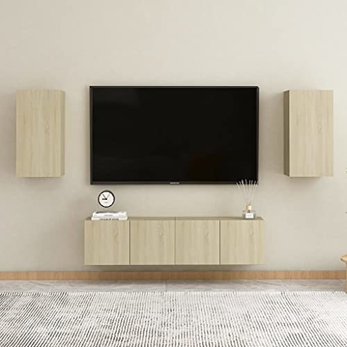AUUIJKJF Home Items, 4-teiliges TV-Schrank-Set, Sonoma-Eiche, Holzwerkstoff, Anzugmöbel von AUUIJKJF