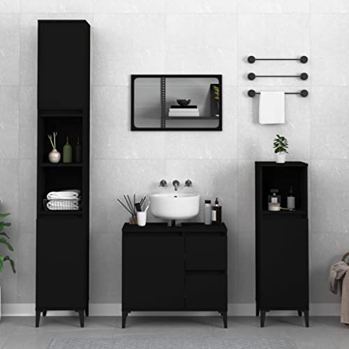 AUUIJKJF Home Items, Badezimmerschrank, schwarz, 30 x 30 x 190 cm, Holzwerkstoff, Anzugmöbel von AUUIJKJF
