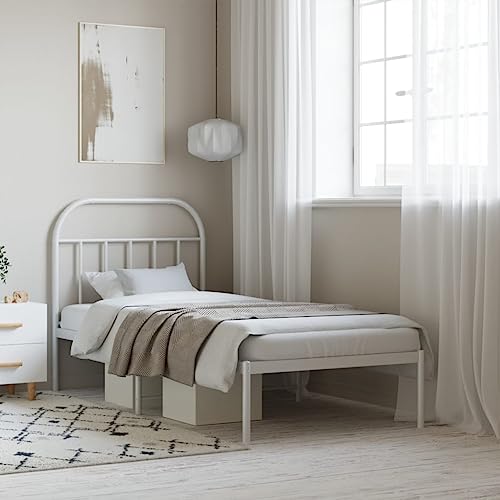 AUUIJKJF Home Items, Metall-Bettgestell mit Kopfteil, weiß, 90 x 190 cm, Einzelbett, Anzugmöbel von AUUIJKJF