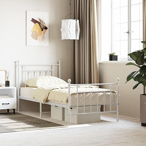 AUUIJKJF Home Items, Metall-Bettgestell mit Kopfteil und Fußteil, weiß, 90 x 190 cm, Einzelbett, Anzugmöbel von AUUIJKJF