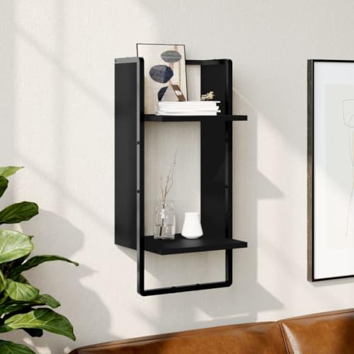 AUUIJKJF Home Items, Wandregal mit Stange, schwarz, 30 x 25 x 65 cm, passend für Möbel von AUUIJKJF
