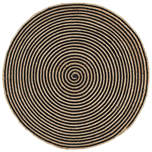 AUUIJKJF Home Items, handgefertigter Jute-Teppich mit Spiralen-Design, schwarz, 90 cm, passend für Möbel von AUUIJKJF