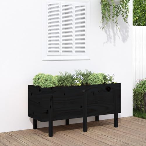 Home Outdoor OthersGarden Hochbeet Schwarz 121x50x57cm Massivholz Kiefer von AUUIJKJF