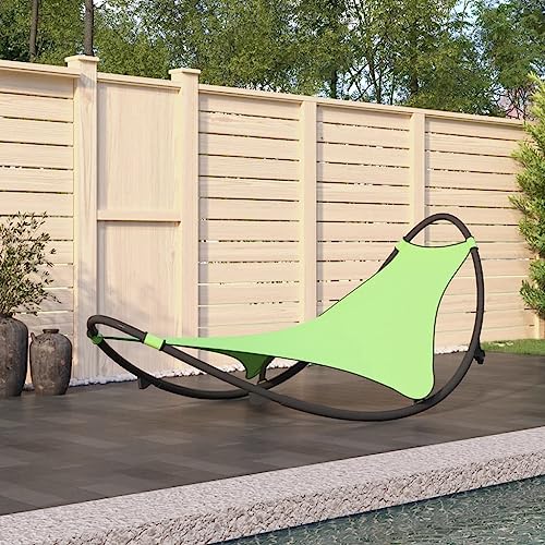 AUUIJKJF Home Outdoor Sonstige Schaukel-Sonnenliege mit Rädern, Stahl & Textilene-Stoff, Grün von AUUIJKJF