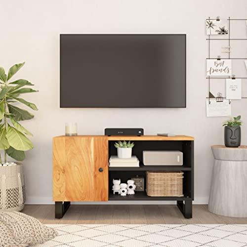 AUUIJKJF Home Outdoor Sonstiges TV-Schrank, 80 x 33 x 46 cm, Massivholz, Akazie und Holzwerkstoff von AUUIJKJF