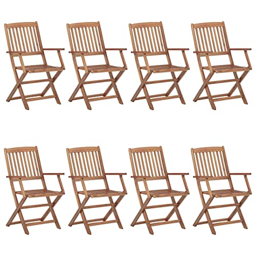AUUIJKJF Klappbare Outdoor-Stühle, 8 Stück, massives Akazienholz von AUUIJKJF
