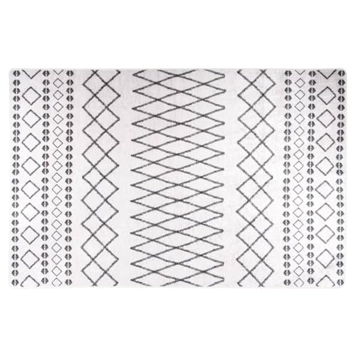 AUUIJKJF Teppich für Zuhause und draußen, waschbar, 160 x 230 cm, Schwarz und Weiß, rutschfest von AUUIJKJF