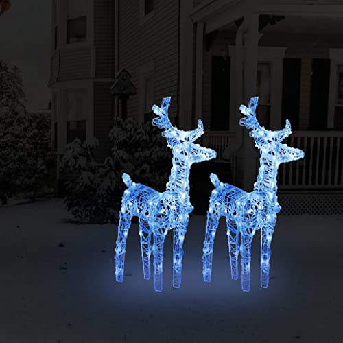 Home Outdoor Sonstige Weihnachten Rentiere 2 Stück Blau 80 LEDs Acryl von AUUIJKJF