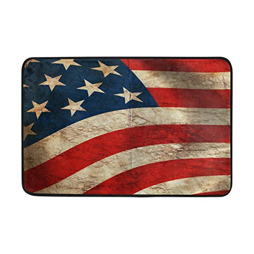 Auxva Bigjoke Fußmatte mit amerikanischer Flagge, USA-Aufdruck, für Innen- und Außenbereich, saugfähig, maschinenwaschbar, rutschfest, für Küche, Badezimmer, Schlafzimmer, Heimdekoration von AUUXVA