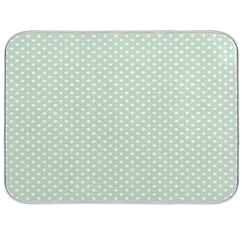 Geschirrabtropfmatte, mintgrün, gepunktet, 45.7 x 61 cm, für Küche, Tresen, niedliche Pastell-Mikrofaser, Geschirrabtropfer, Abtropfgestell-Matten, saugfähig, schnell trocknend, Küchenzubehör von AUUXVA