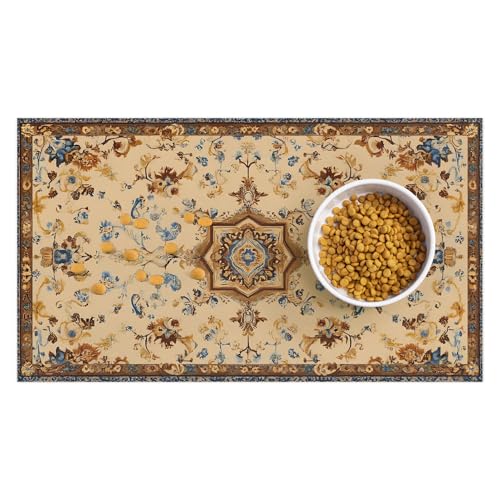 Haustier-Futterunterlage mit Retro-Muster, 30,5 x 50,8 cm, saugfähige Hundematte, mit wasserdichter Gummi-Rückseite, Katzen-Geschirrmatte für Futter und Wasser, Haustierfuttermatte, geeignet für Hunde Haustier-Futterunterlage mit Retro-Muster, 30,5 x 50,8 cm, saugfähige Hundematte, mit wasserdichter Gummi-Rückseite, Katzen-Geschirrmatte für Futter und Wasser, Haustierfuttermatte, geeignet für Hunde von AUUXVA
