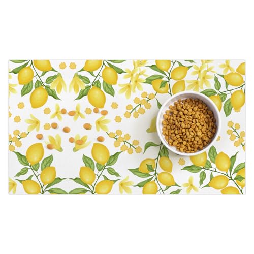 Haustier-Futterunterlage mit Zitronenblüte, 30,5 x 50,8 cm, saugfähige Hundematte, mit wasserdichter Gummi-Rückseite, Katzen-Geschirrmatte für Futter und Wasser, Haustierfuttermatte, geeignet für Haustier-Futterunterlage mit Zitronenblüte, 30,5 x 50,8 cm, saugfähige Hundematte, mit wasserdichter Gummi-Rückseite, Katzen-Geschirrmatte für Futter und Wasser, Haustierfuttermatte, geeignet für von AUUXVA