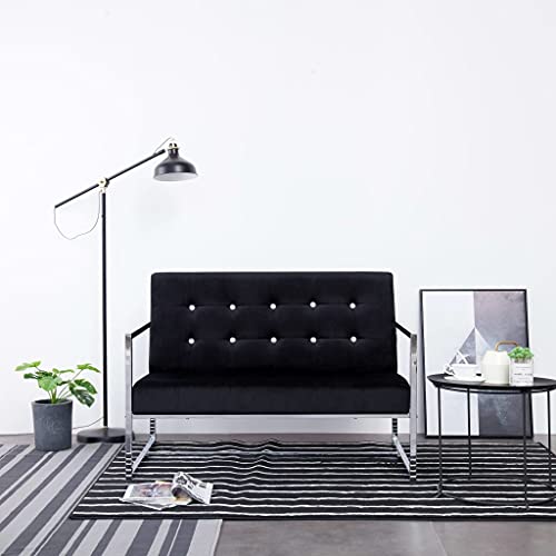 AUVNQDUC 2-Sitzer-Sofa mit Armlehnen Chrom und Samt(Color:Schwarz) von AUVNQDUC