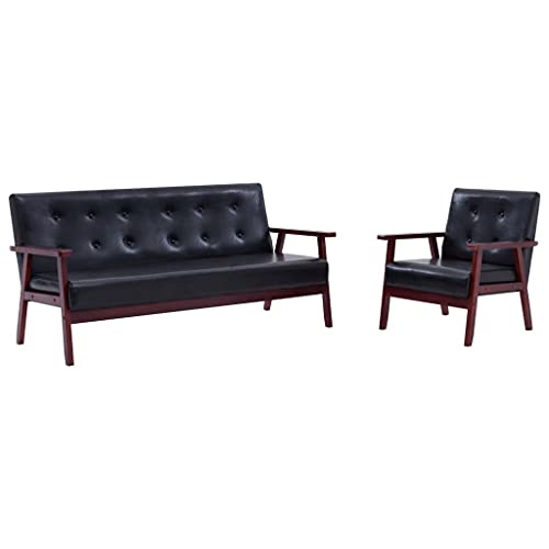 AUVNQDUC Sofa Kunstleder(Color:Schwarz 1-Sitzer+3-Sitzer,Size:64.5 x 67 x 73.5 cm (B x T x H)) von AUVNQDUC