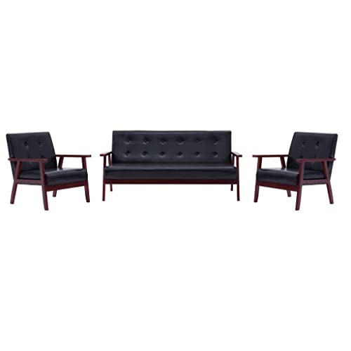 AUVNQDUC Sofa Kunstleder(Color:Schwarz 2 x 1-Seater+3-Seater,Size:64.5 x 67 x 73.5 cm (B x T x H)) von AUVNQDUC