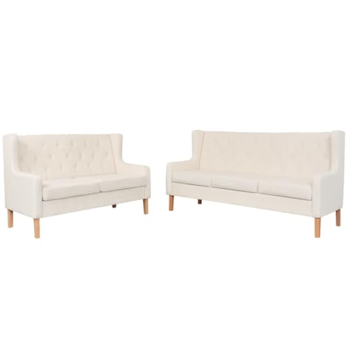 AUVNQDUC Sofa Stoff(Color:Cremeweiß 2-TLG,Size:140 x 68 x 90 cm (B x T x H)) von AUVNQDUC