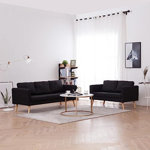 AUVNQDUC Sofa Stoff 116 x 70 x 73 cm(Color:Schwarz 2-Sitzer+3-Sitzer,Size:116 x 70 x 73 cm (B x T x H)) von AUVNQDUC