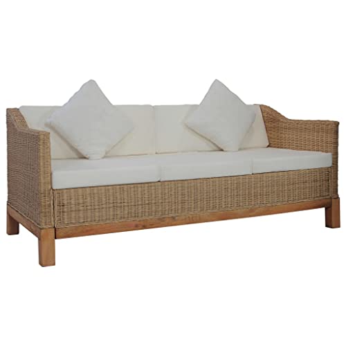 AUVNQDUC Sofa mit Auflagen Natur Rattan(Color:Braun,Size:171 x 78 x 74 cm (B x T x H)) von AUVNQDUC