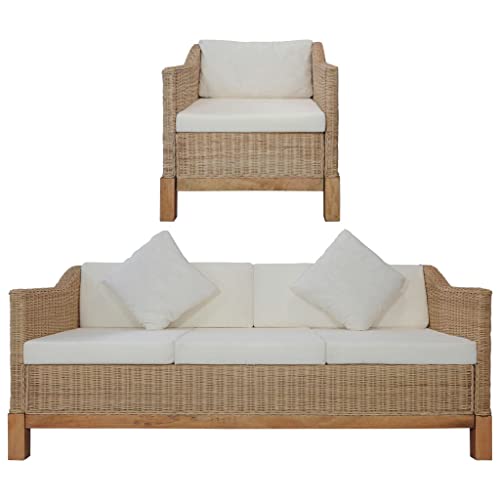 AUVNQDUC Sofa mit Auflagen Natur Rattan(Color:Braun,Size:72 x 78 x 74 cm (B x T x H)) von AUVNQDUC