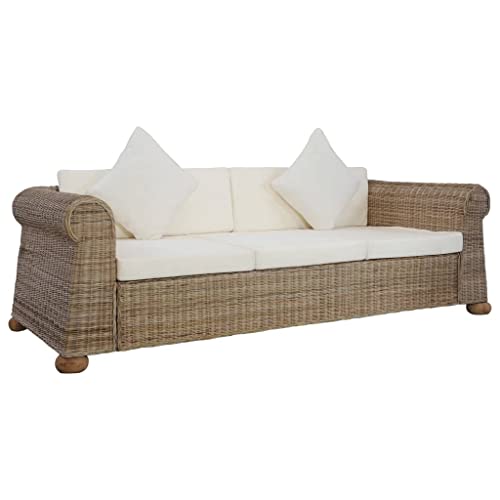AUVNQDUC Sofa mit Kissen Natur Rattan(Color:Braun 3-Sitzer,Size:195 x 78 x 67 cm (B x T x H)) von AUVNQDUC