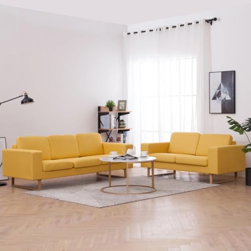 AUVNQDUC Sofagarnitur Stoff(Color:Gelb 2-Sitzer+3-Sitzer,Size:156 x 82 x 75 cm (B x T x H)) von AUVNQDUC